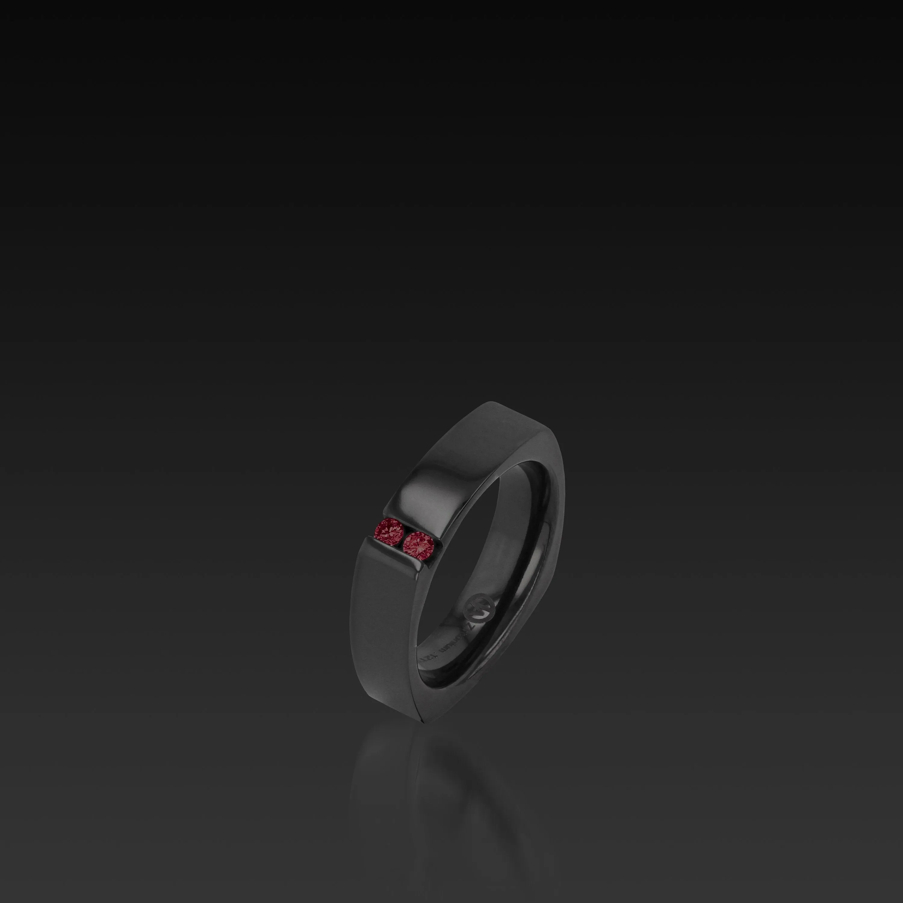 Square Band Black Zirconium with Gemstones
