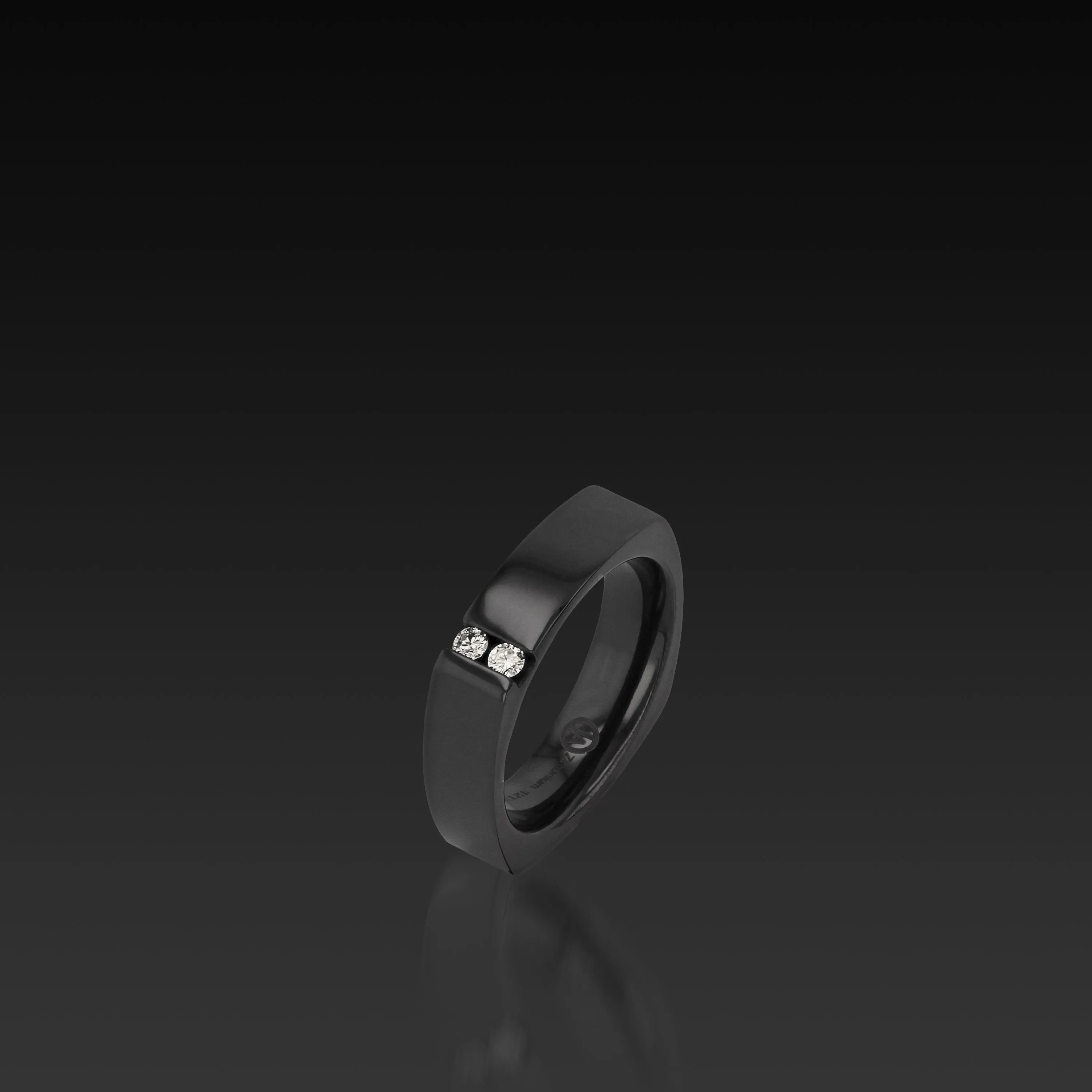 Square Band Black Zirconium with Gemstones