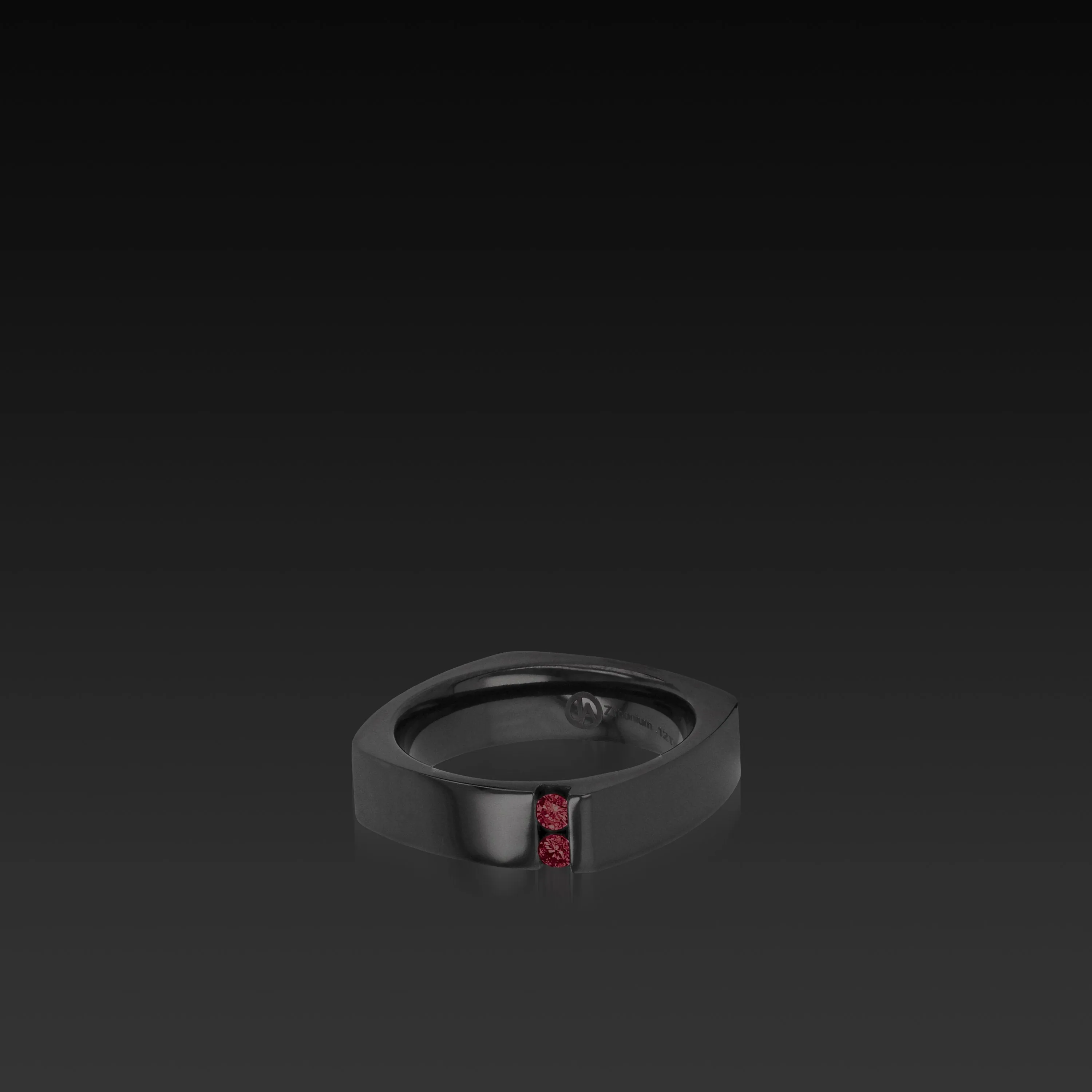 Square Band Black Zirconium with Gemstones