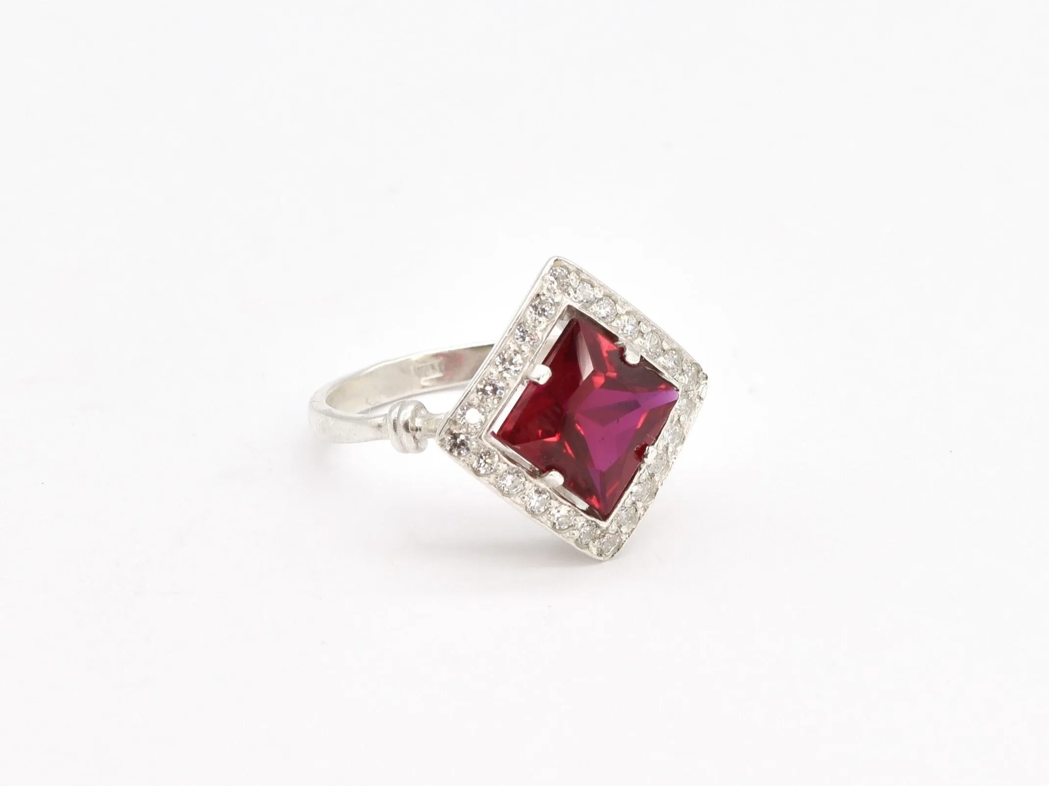 Square Ruby Ring - Red Vintage Ring - Classy Cocktail Ring