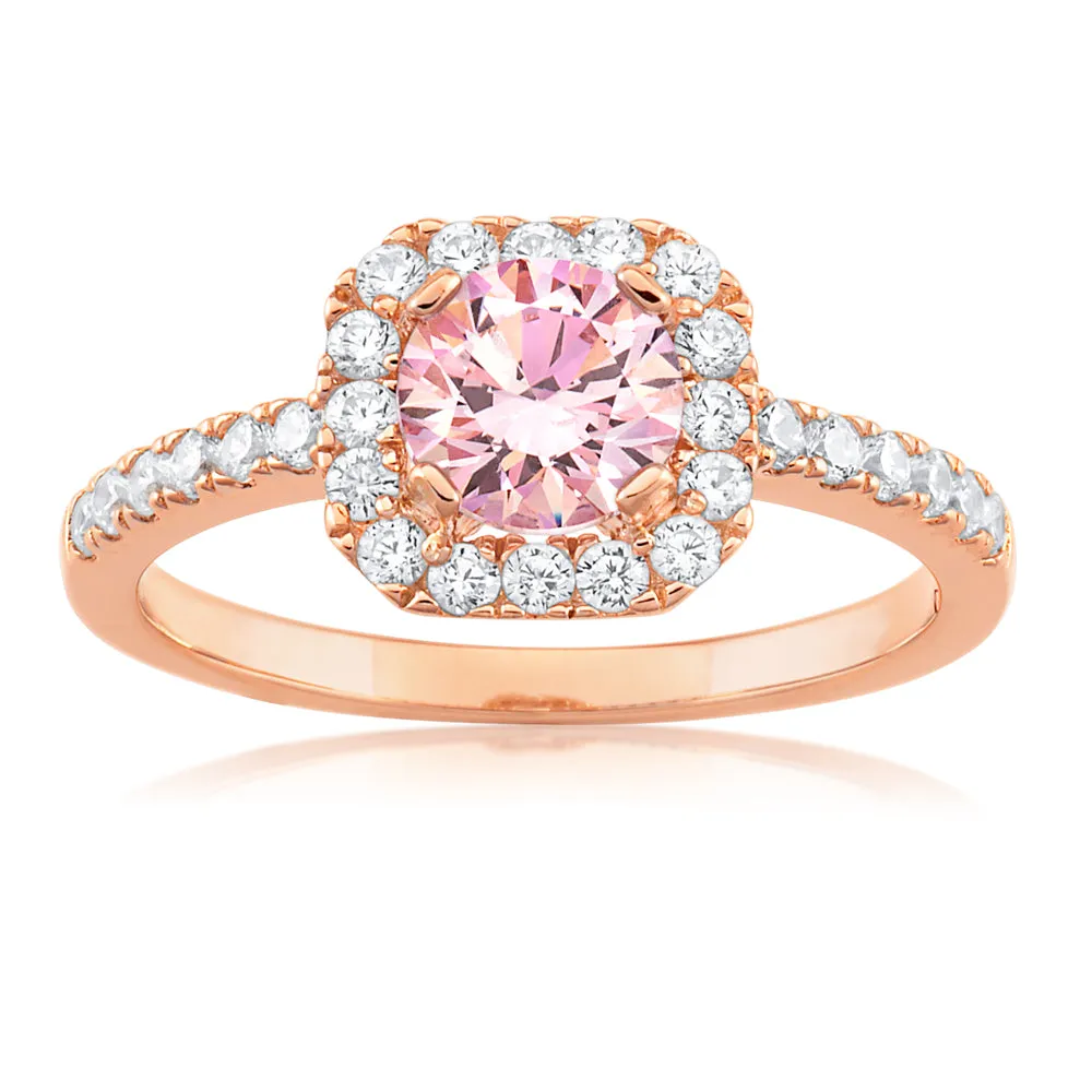 Sterling Silver and Rose Gold Plated Zirconia Ring   *No Resize*