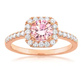 Sterling Silver and Rose Gold Plated Zirconia Ring   *No Resize*