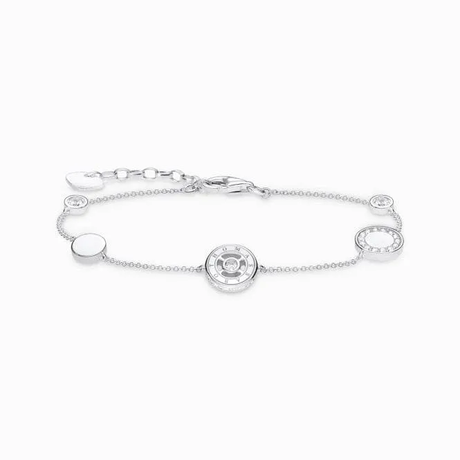 Sterling Silver Circle White Stones Bracelet A1880-051-14