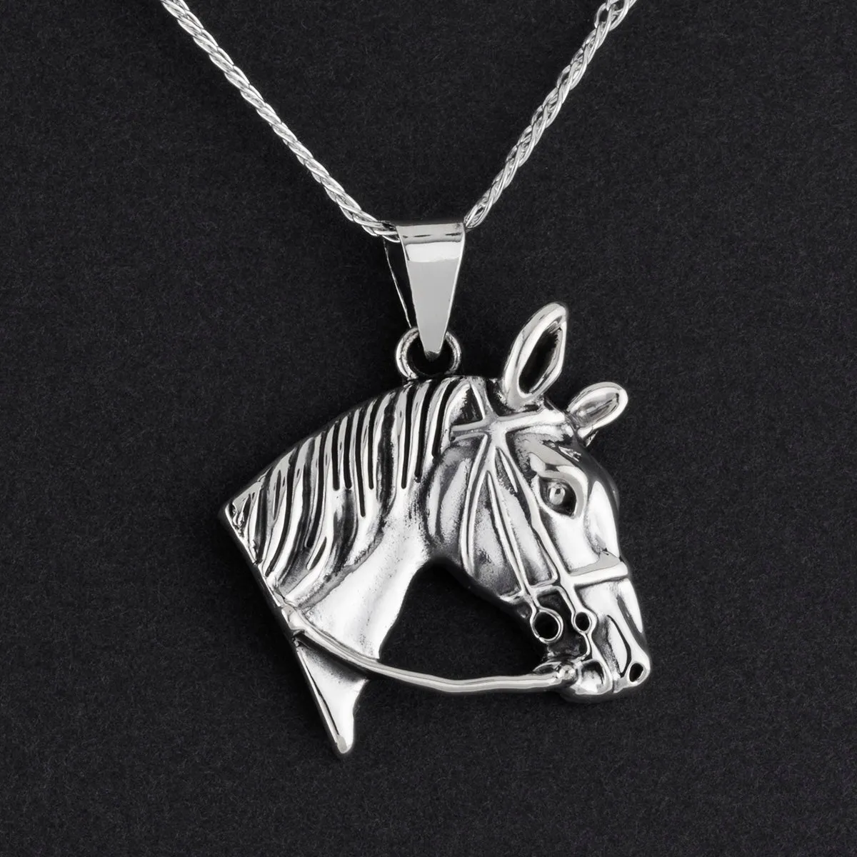 Sterling Silver Horse Head Pendant Necklace