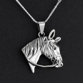 Sterling Silver Horse Head Pendant Necklace