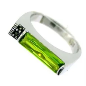 Sterling Silver Ring Synthetic Peridot LOAS722 for Women Style Rhodium
