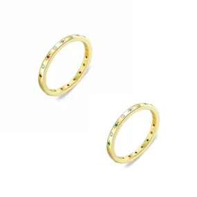 Sterling Silver Stacker Ring - Coloured & Clear CZ