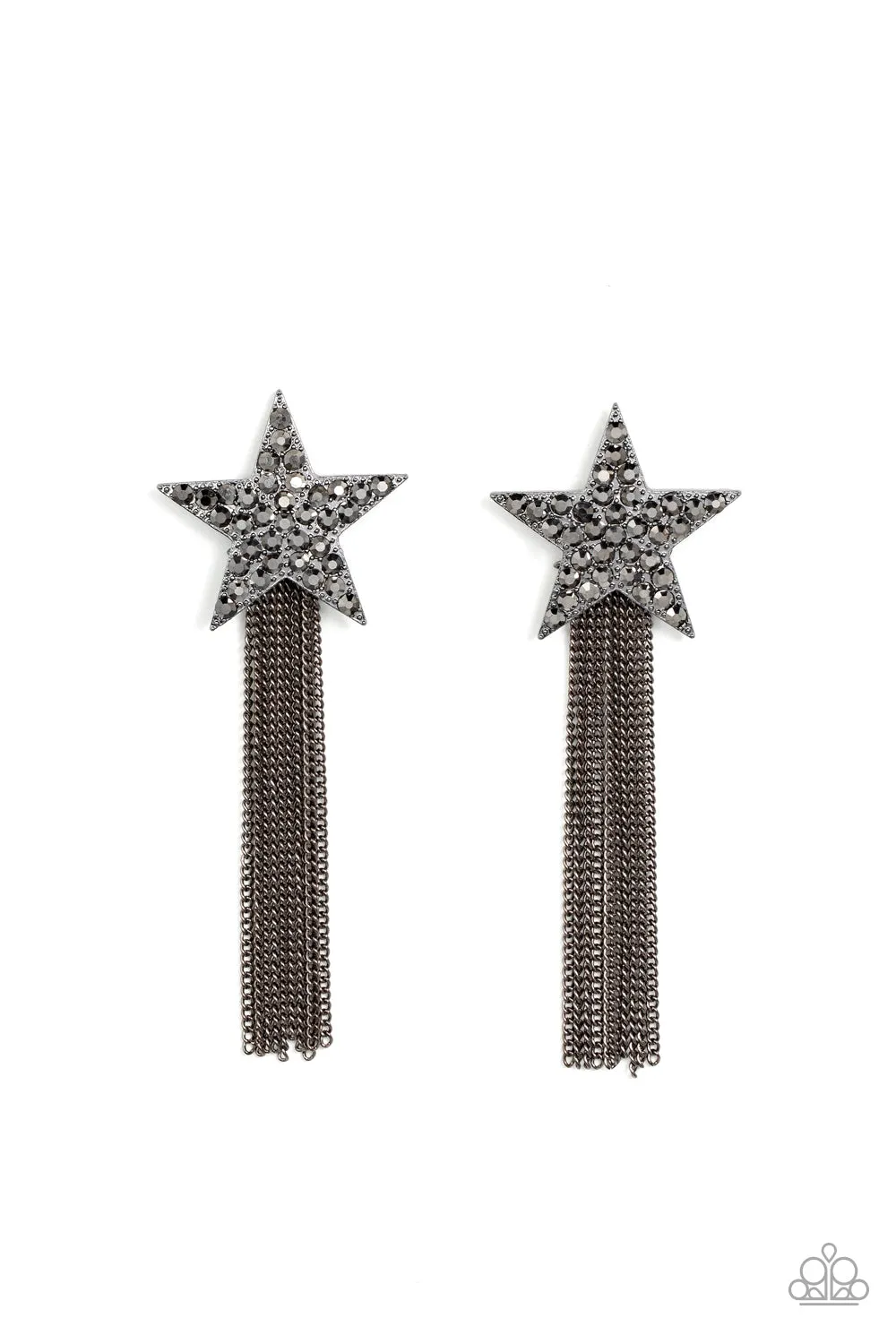 Superstar Solo - Black Post Earrings - Paparazzi Accessories