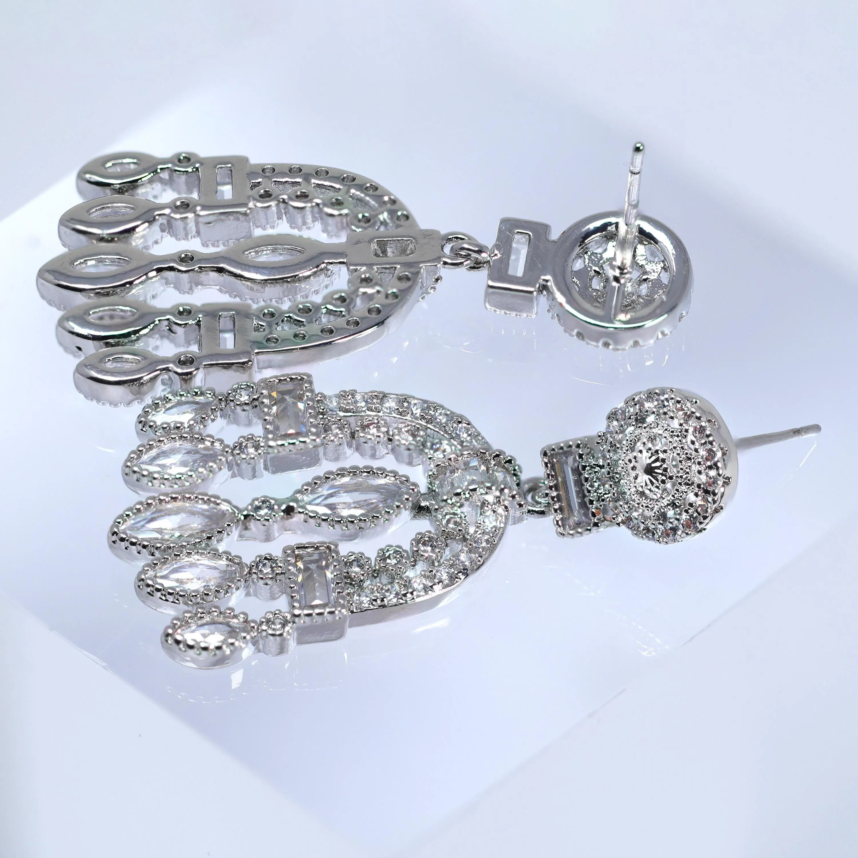 Swarovski Crystal Dainty Chandelier Drop Diamond Earrings, Bridal Jewelry & Earrings Crystal Bridal Earrings Statement earrings Cz