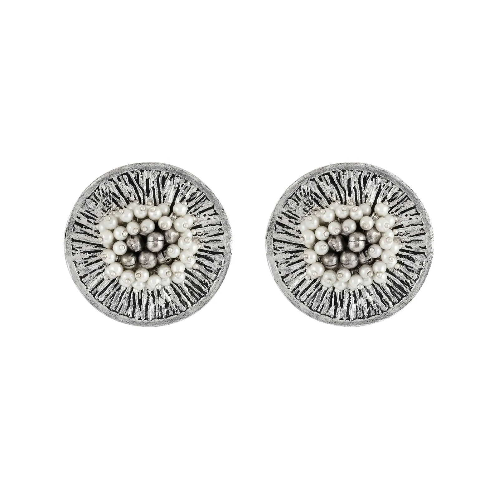 Teejh Aadhiraa Pearl and Silver Oxidized Earring