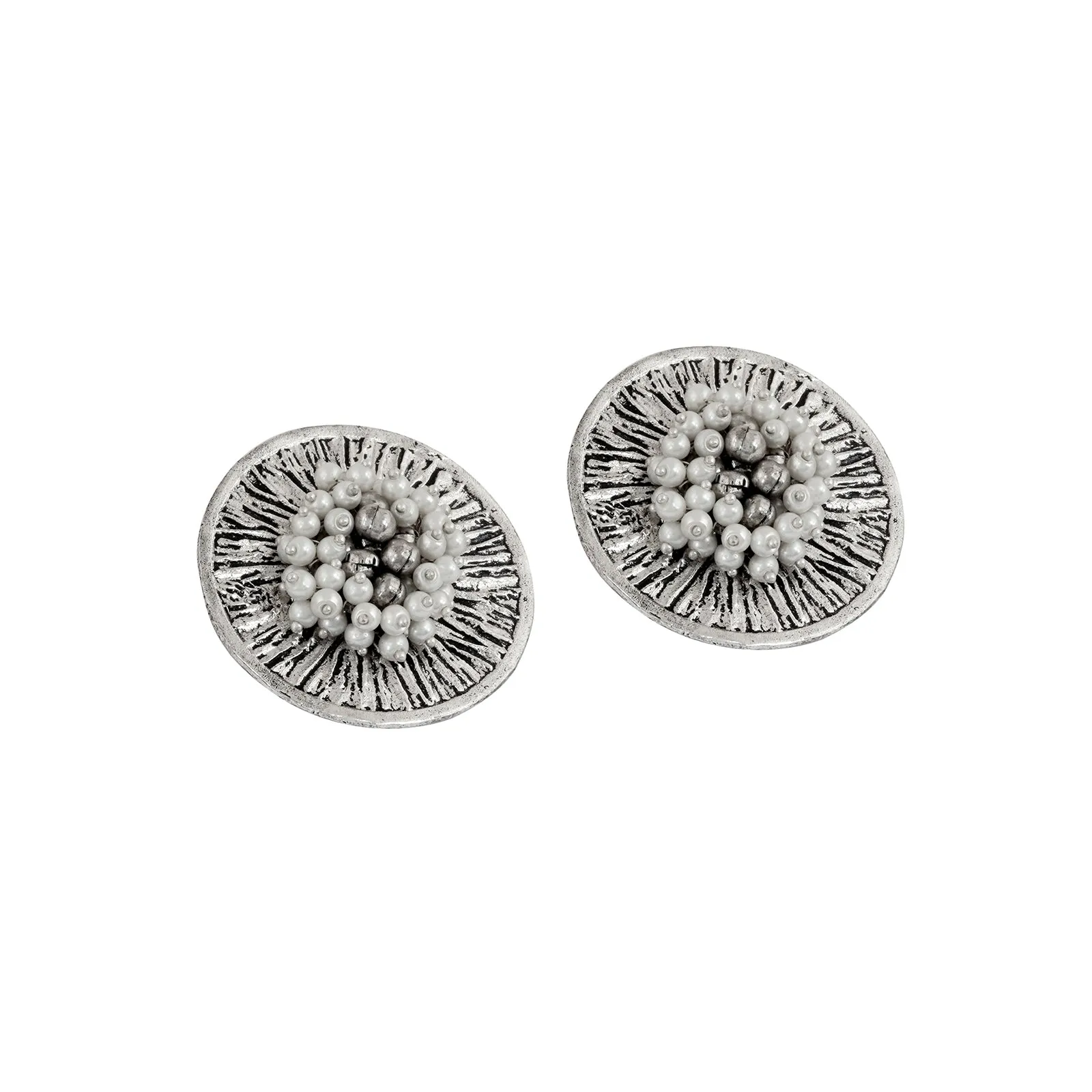 Teejh Aadhiraa Pearl and Silver Oxidized Earring