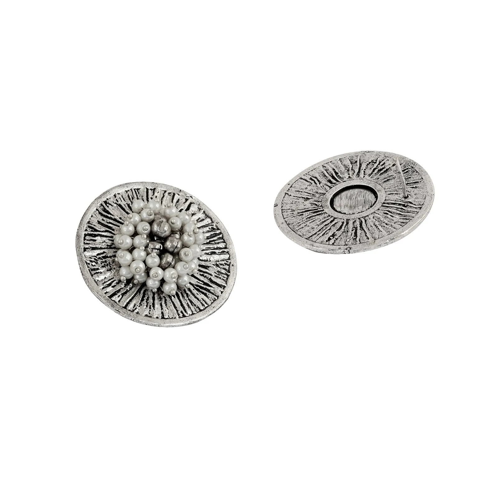 Teejh Aadhiraa Pearl and Silver Oxidized Earring