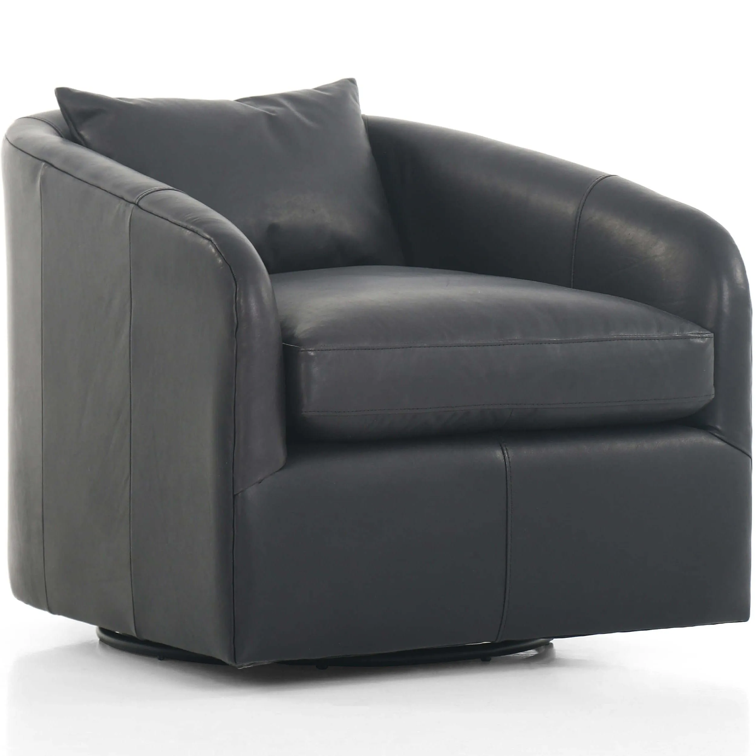 Topanga Swivel Leather Chair, Heirloom Black