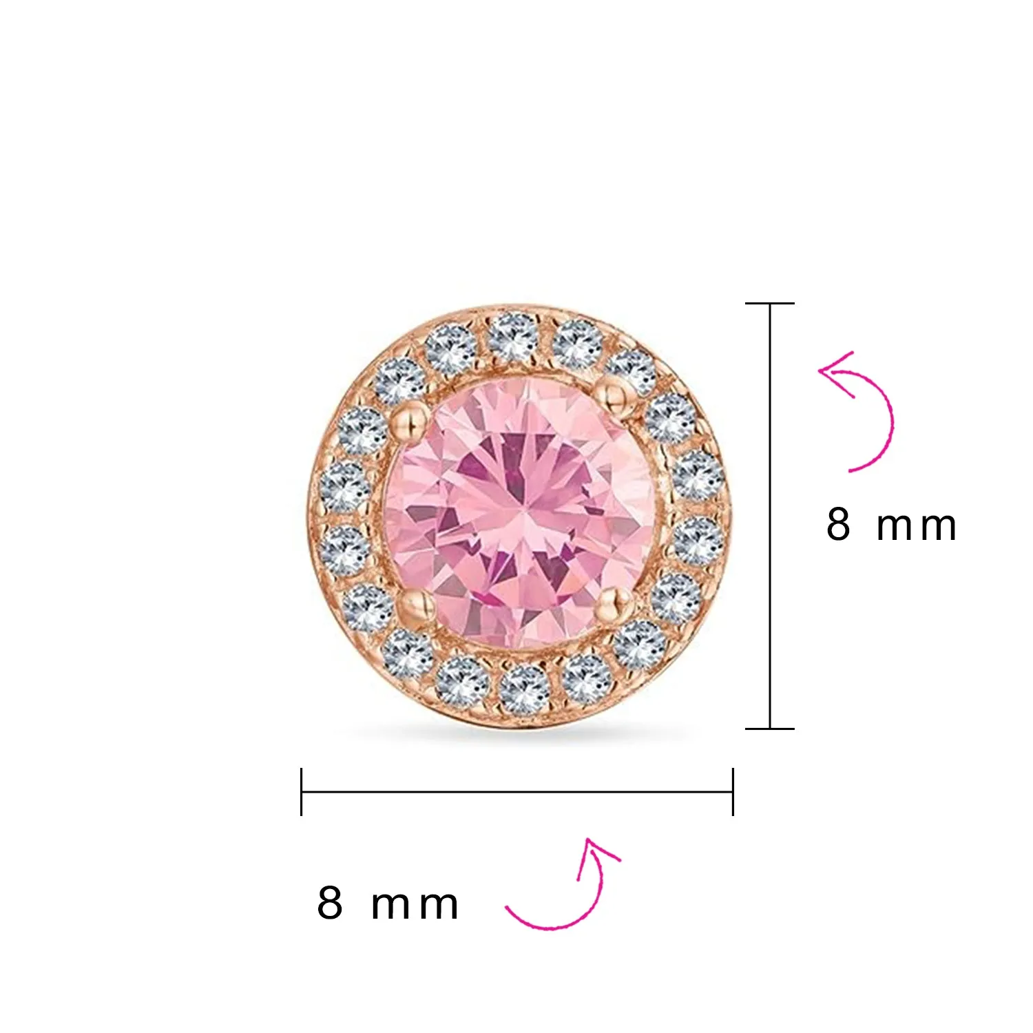 Traditional 1CT CZ Stud Earrings Rose Gold Sterling Silver with Simulated Gemstones