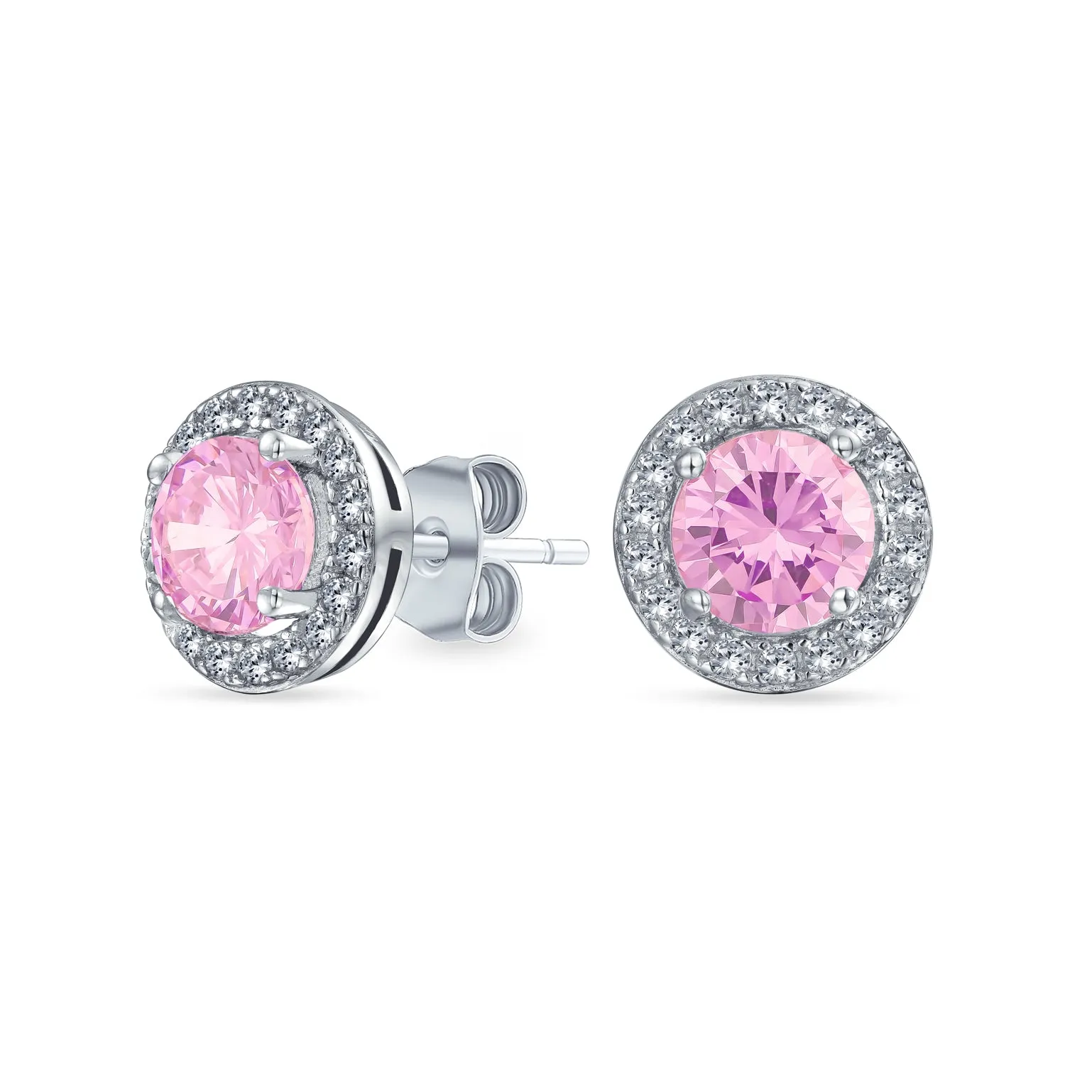 Traditional 1CT CZ Stud Earrings Rose Gold Sterling Silver with Simulated Gemstones