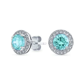 Traditional 1CT CZ Stud Earrings Rose Gold Sterling Silver with Simulated Gemstones