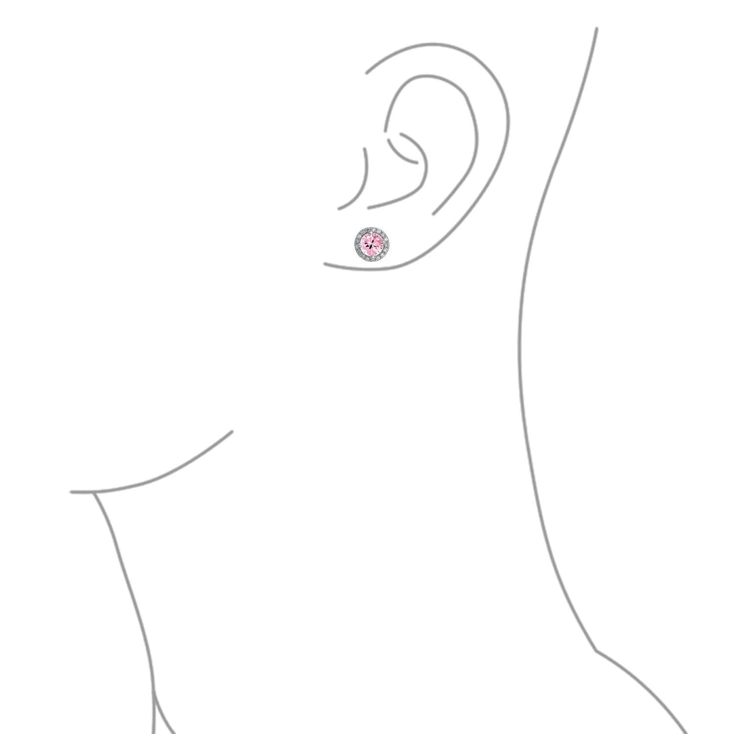 Traditional 1CT CZ Stud Earrings Rose Gold Sterling Silver with Simulated Gemstones