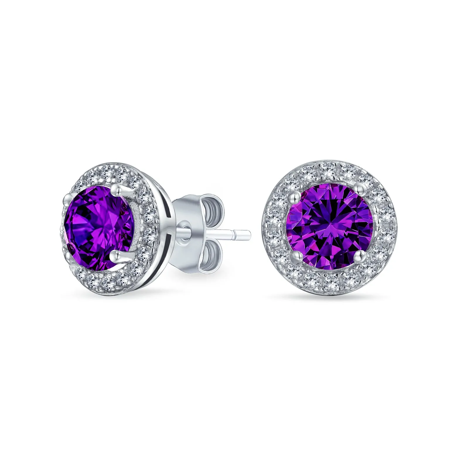 Traditional 1CT CZ Stud Earrings Rose Gold Sterling Silver with Simulated Gemstones