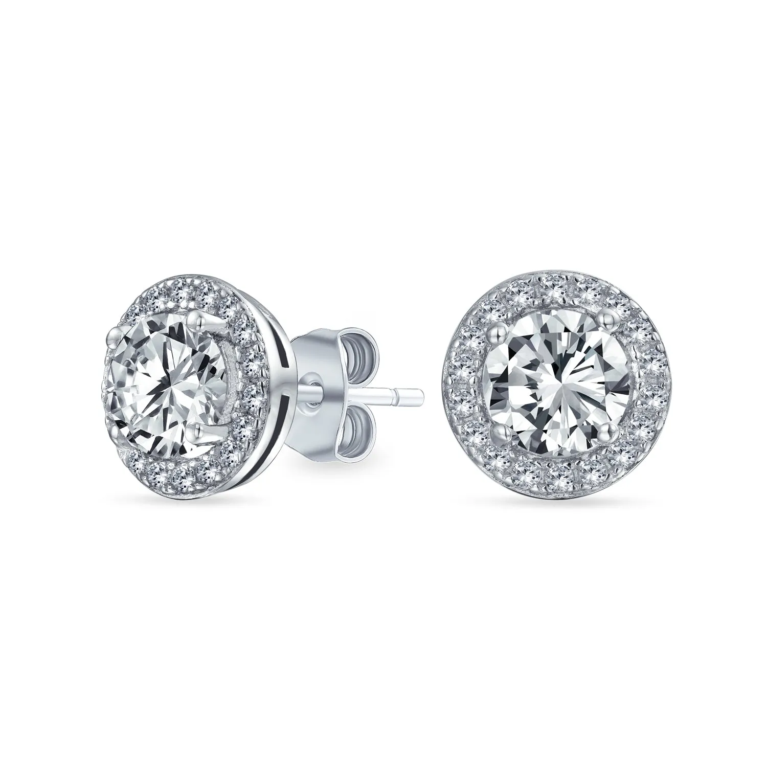 Traditional 1CT CZ Stud Earrings Rose Gold Sterling Silver with Simulated Gemstones