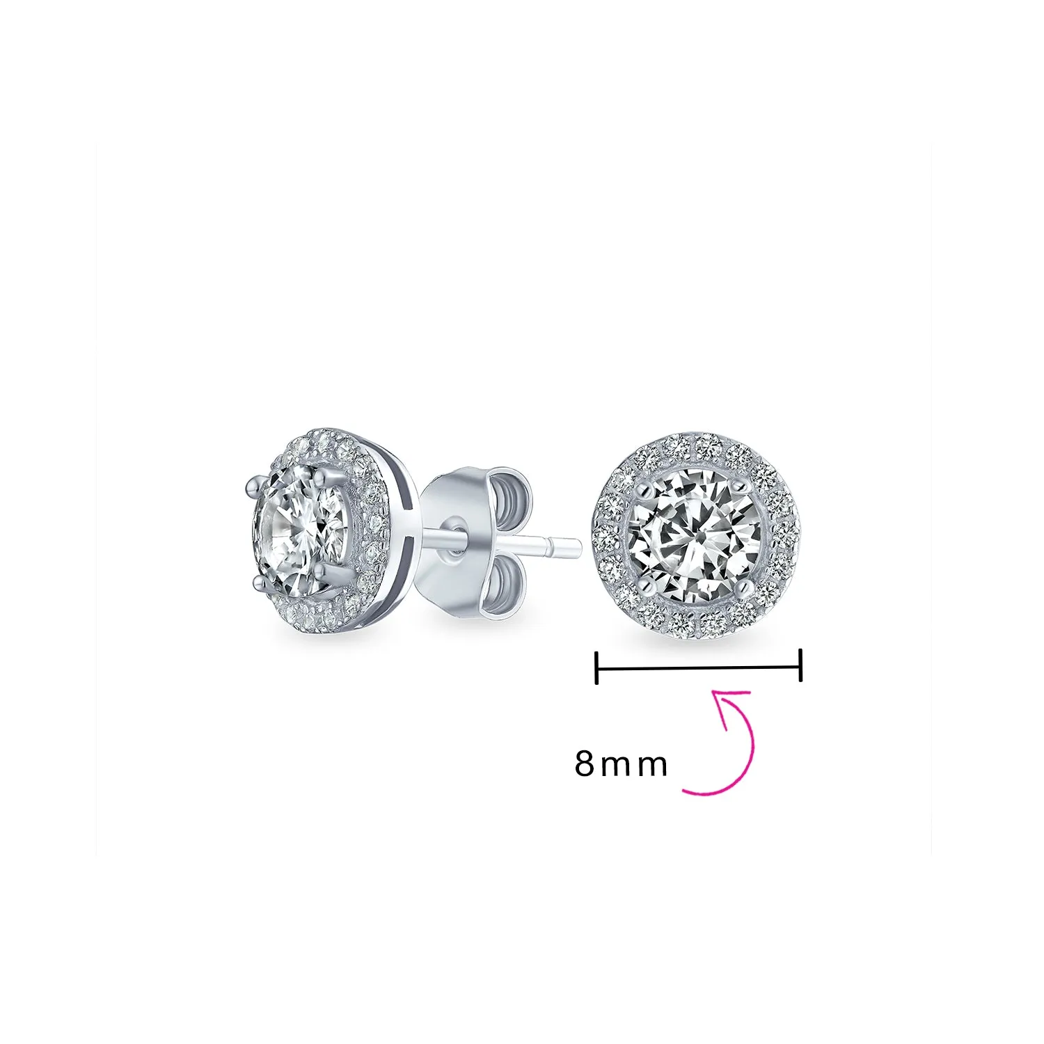 Traditional 1CT CZ Stud Earrings Rose Gold Sterling Silver with Simulated Gemstones