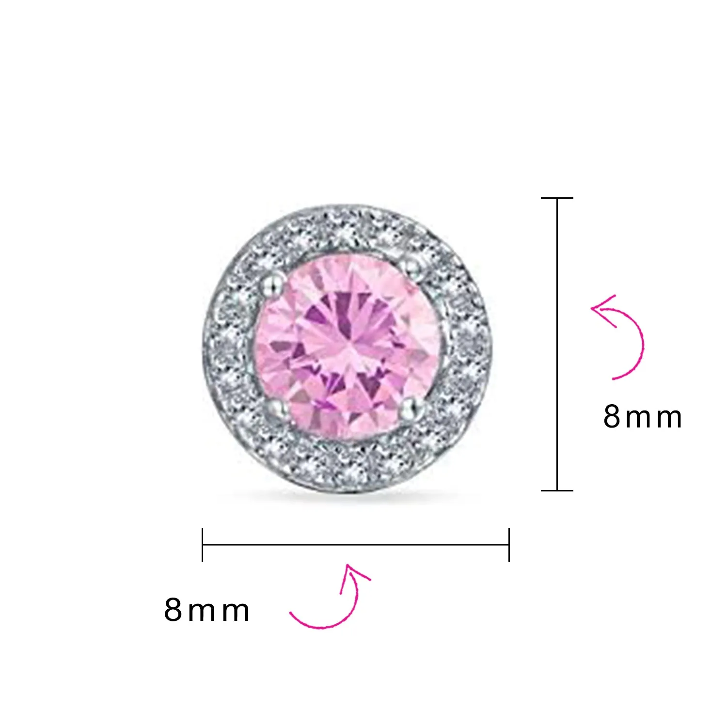 Traditional 1CT CZ Stud Earrings Rose Gold Sterling Silver with Simulated Gemstones