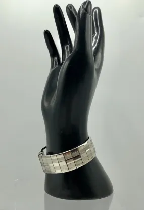 Vintage Stainless Metal Link Cuff Bracelet /b