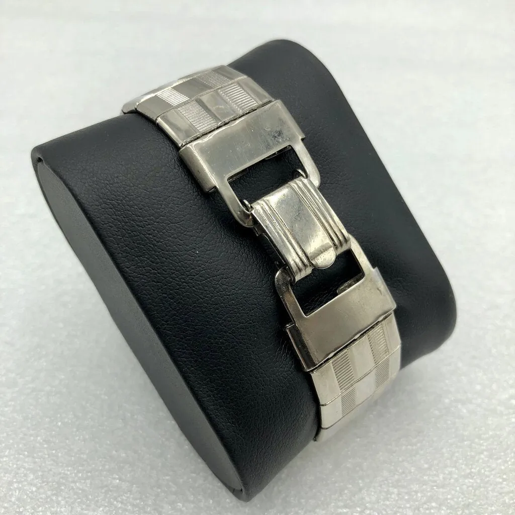 Vintage Stainless Metal Link Cuff Bracelet /b