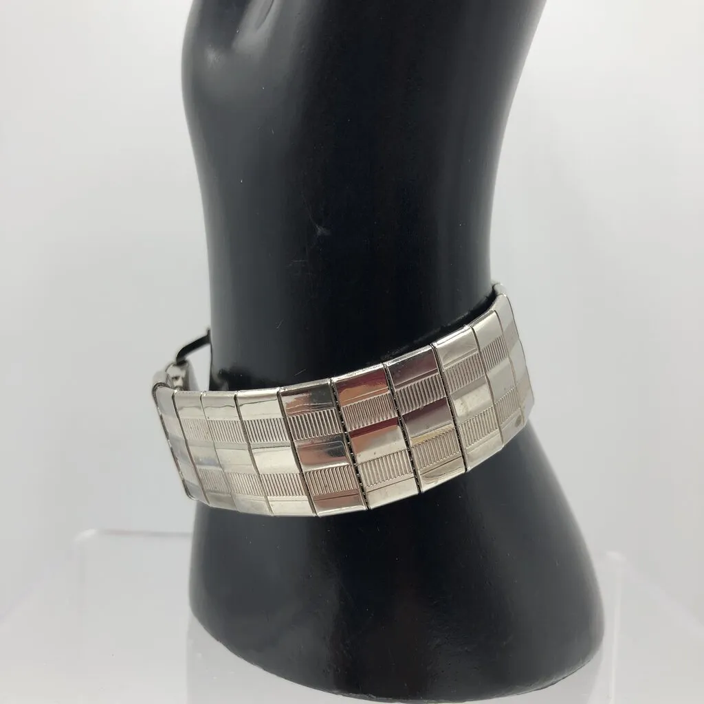 Vintage Stainless Metal Link Cuff Bracelet /b