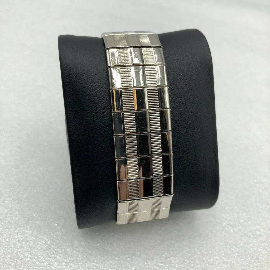 Vintage Stainless Metal Link Cuff Bracelet /b