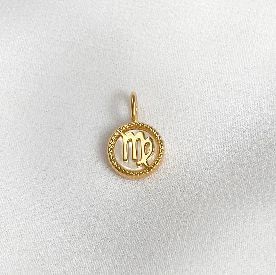 Virgo Zodiac Mother of Pearl 14K Gold Vermeil Pendant