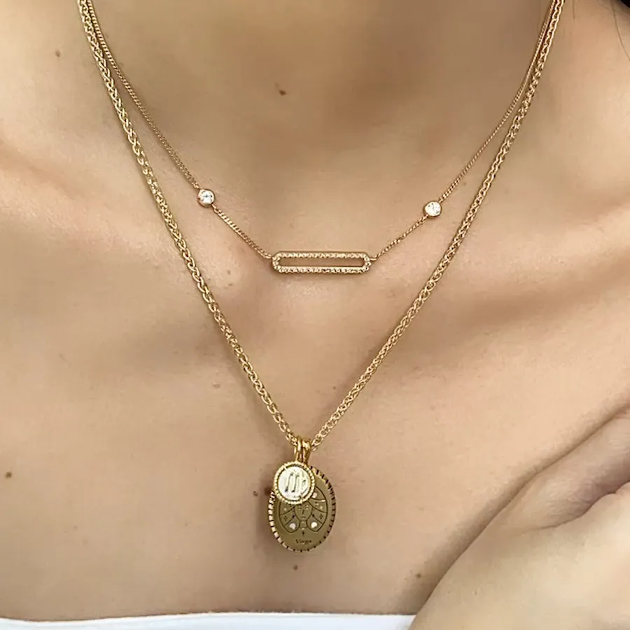 Virgo Zodiac Mother of Pearl 14K Gold Vermeil Pendant