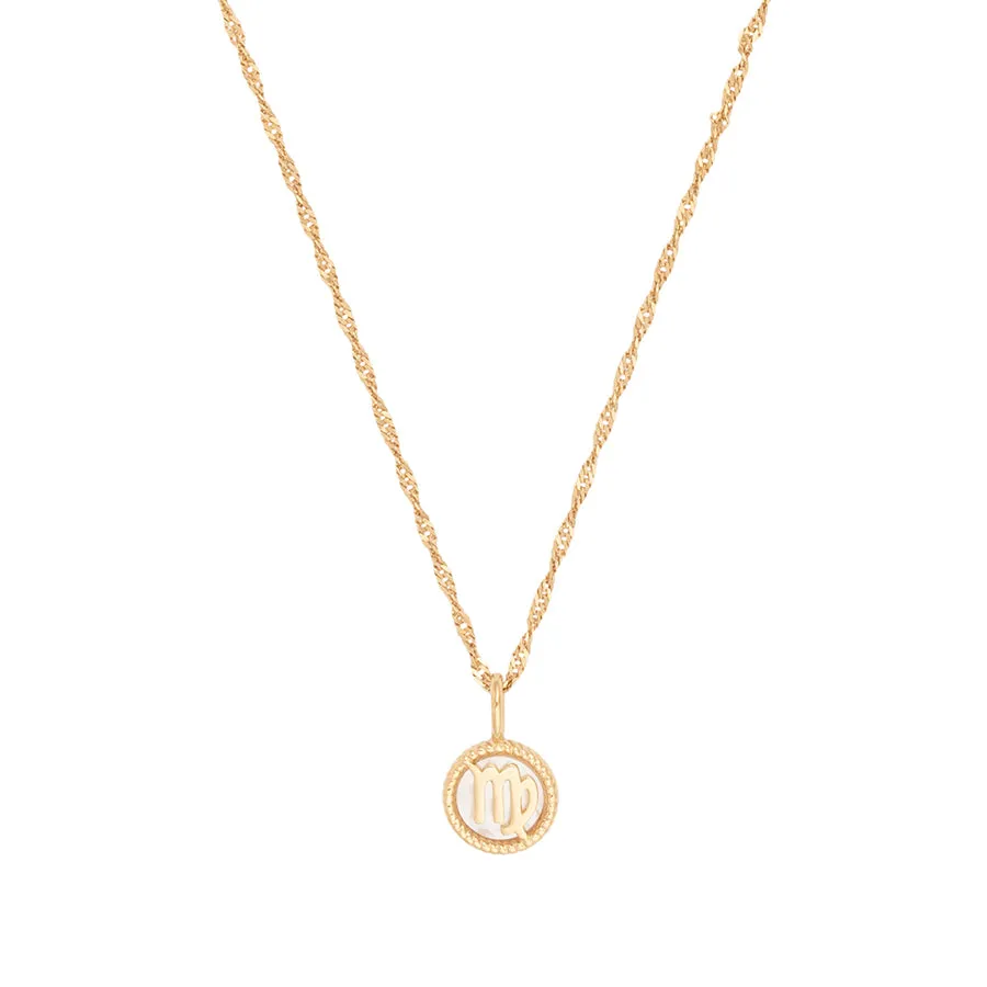 Virgo Zodiac Mother of Pearl 14K Gold Vermeil Pendant