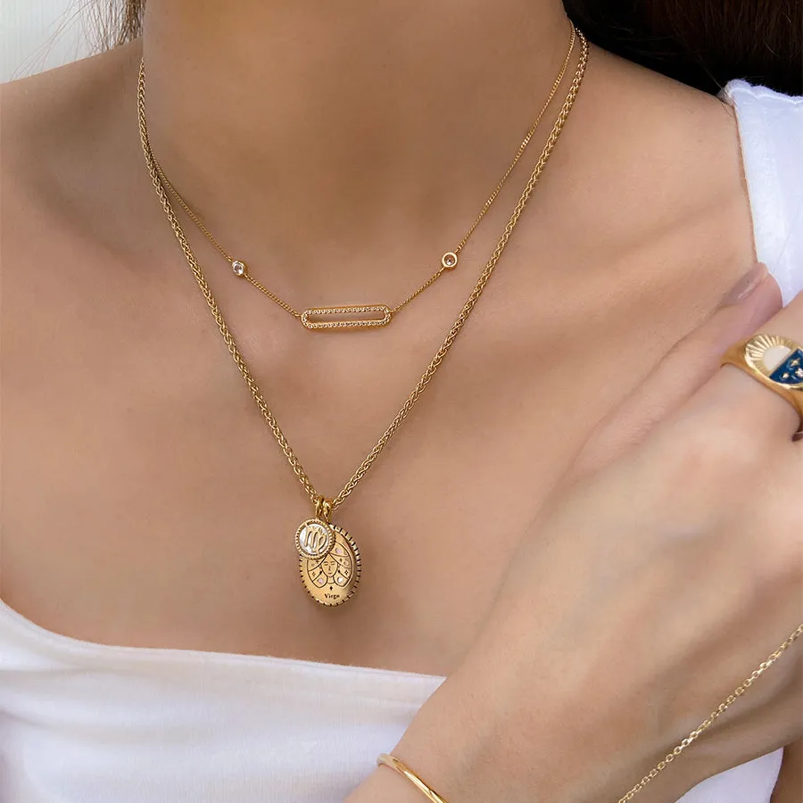 Virgo Zodiac Mother of Pearl 14K Gold Vermeil Pendant