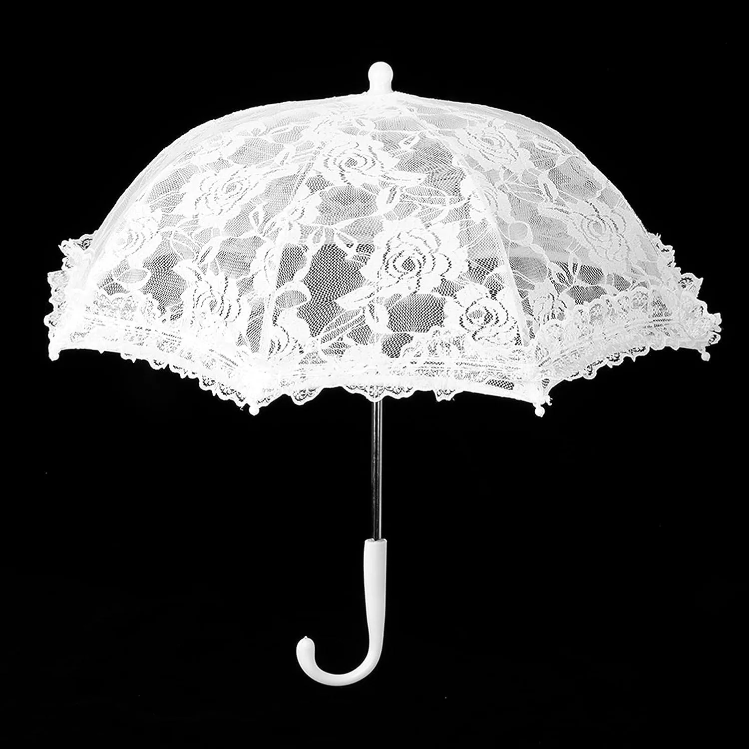 White Lace Umbrella Parasol Crafted Flowers Embroidery Umbrellas Romantic Bridal Photo Props