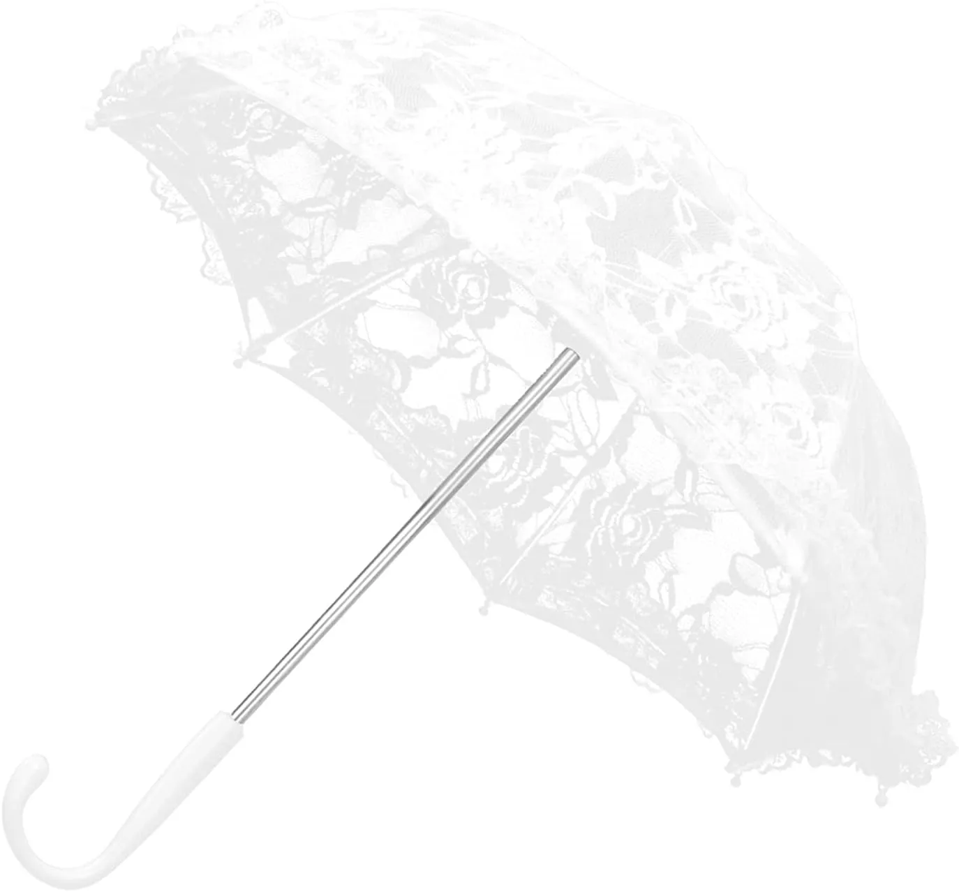 White Lace Umbrella Parasol Crafted Flowers Embroidery Umbrellas Romantic Bridal Photo Props