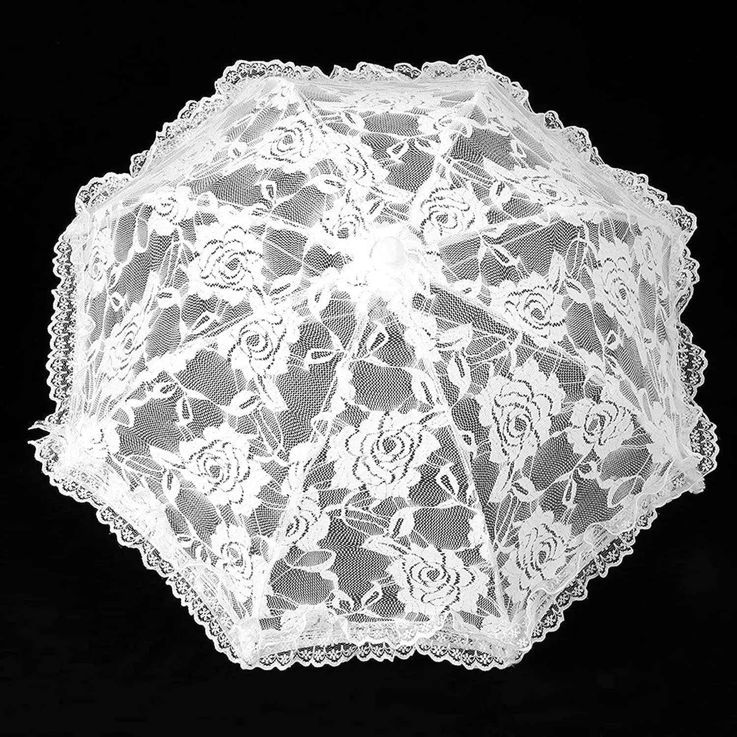 White Lace Umbrella Parasol Crafted Flowers Embroidery Umbrellas Romantic Bridal Photo Props