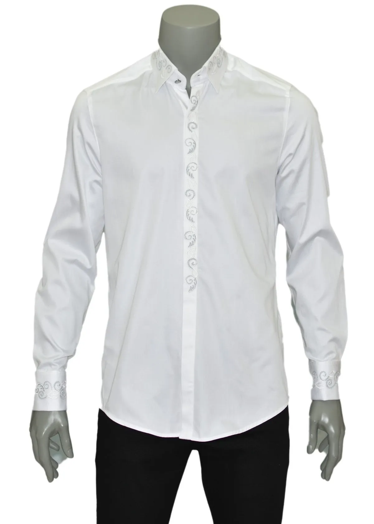 White Tuxedo Embroidery Shirt